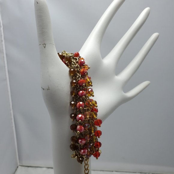Ali Khan beaded bracelet with gold links. color topaz garnet ruby beads - Picture 2 of 6